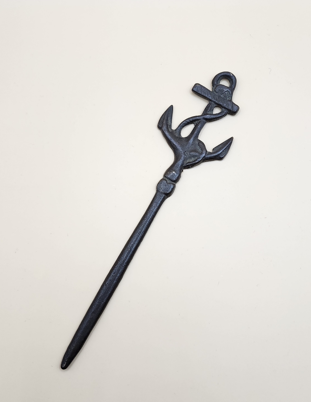 Vintage Black Cast Iron Anchor Design Letter Opener Dagger Shape